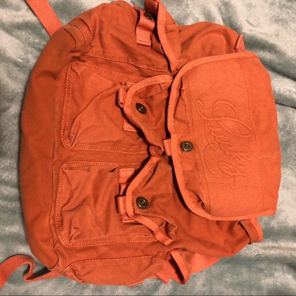 Lucky brand canvas backpack purse burnt orange